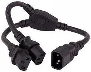Cable Leader 14 inches Power Extension Cord Splitter Cable 16 AWG IEC320 C14 to IEC320 C13 x 2