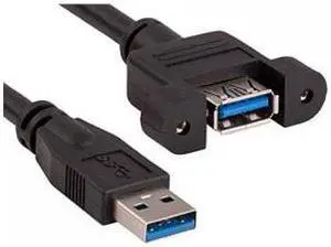 Cable Leader 1ft USB 3.0 Panel-Mount Type A Male to Type A Female Cable