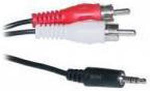 3.5 MM Stereo Male to Two RCA Male Cable 25 ft - 22 AWG