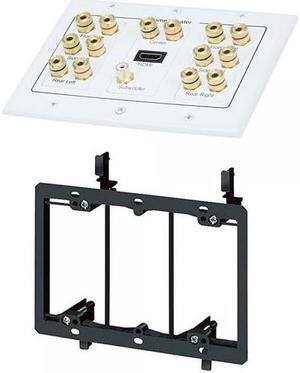 iMBAPrice Premium 3-Gang Home Theater 7.1 Surround Sound Distribution Wall Plate for 7 Speakers, 1 RCA Jack for Subwoofer & 1 HDMI Port with Ethernet + Mounting Bracket