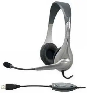 CYBER ACOUSTICs AC-851B USB stereo headset w/microphone & noise canceling (silver)