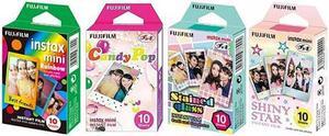 Fujifilm InstaX Mini Instant Film Rainbow & Staind Glass & Candy Pop & SHINY STAR Film -10 Sheets X 4 Assort Value Set