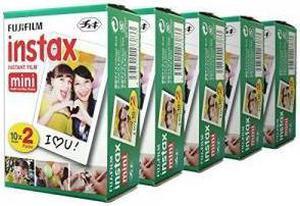 Fujifilm Instax Mini 100 Film for Fuji 7s 8 25 50s 90 300 Instant Camera, Share SP-1 White,pack of 5