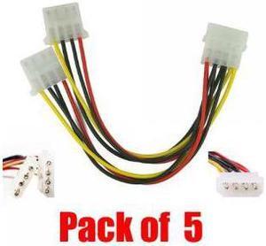 iMBAPrice (Pack of 5) Computer Molex 4 Pin Power Supply Y Splitter Cable Connector (Value Pack)
