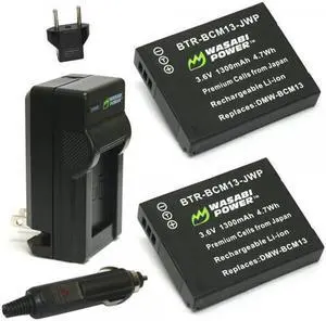 Wasabi Power KIT-BTR-BCM13-LCH-BCM13 2-Pack 1300mAh Li-Ion Battery (2-Pack) and Charger for Panasonic DMW-BCM13