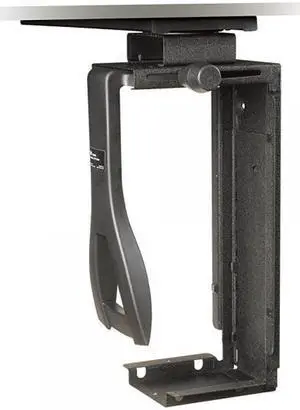 3M Under-desk CPU Holder, Width adjusts from 3.5" to 9.3" and height adjusts from 12.5" to 22.5" to fit most CPU's up to 50 lbs, 360° Swivel, Steel Construction, 17" Track, Black, (CS200MB)