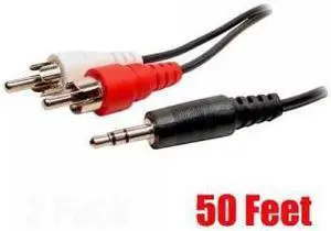 iMBAPrice® 50 Feet 3.5mm Stereo Male to Two RCA Male Splitter Cable