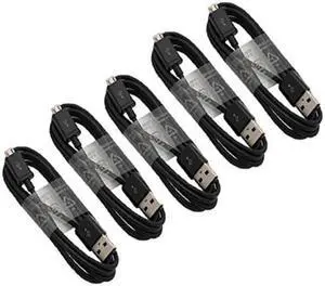 Samsung ECC1DU6BBE/ECB-DU4EBE 5-Feet Micro USB Charging Cable - Original OEM - Black, 5-Pack
