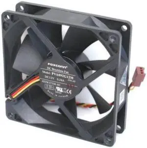 Foxconn PVA092G12M DC12 Volt 0.24 Amp, Rear Case Brushless Cooling Fan 92mm x 92mm x 25mm, 3-WIRE/3-PIN CONNECTOR
