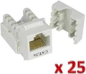 imbaprice pack of 25 cat5e punch down keystone jack  white