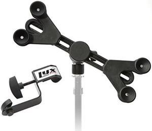 lyxpro smartphone & tablet holder for microphone & music stands fits iphone & android devices 360 swivel tilt support arms