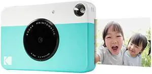 kodak printomatic digital instant print camera blue, full color prints on zink 2x3" stickybacked photo paper  print memories instantly