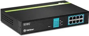 trendnet 8port gigabit greennet poe+ switch rack mountable, up to 30 w per port with 105 w total power budget, tpetg81g