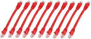 imbaprice cat6 snagless ethernet patch cable in red 0.5 feet 6 inches  10 pack