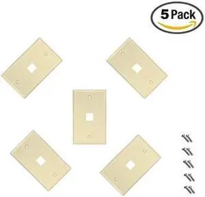 imbaprice 1 port flush mount keystone jack wall plate 1gang  ivory pack of 5