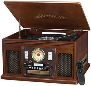 victrola nostalgic aviator wood 8in1 bluetooth turntable entertainment center, espresso