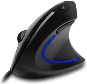 adesso imouse e1  vertical ergonomic illuminated mouse  optical  cable  glossy black  usb  1600 dpi  scroll wheel  6 buttons  righthanded only  imouse e1