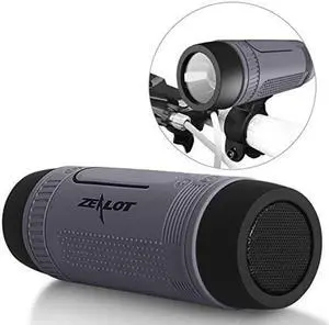 Outdoor Speakers Portable Bluetooth Bicycle Speaker Zealot S1 4000mAh Power Bank Waterproof Speakers with Full Outdoor Accessories(Bike Mount, Carabiner...)(Gray)