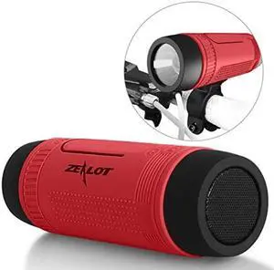 Bluetooth Bicycle Speaker Zealot S1 4000mAh Power Bank Waterproof Speakers with Full Outdoor Accessories(Bike Mount, Carabiner...)(Red)