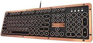 azio retro classic bluetooth artisan  luxury vintage backlit mechanical keyboard, black/copper mkretrolbt03us