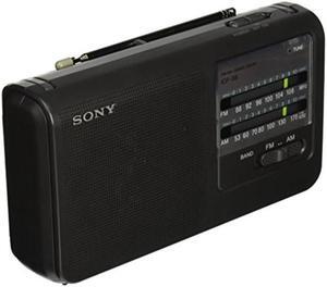 sony icf38 portable am/fm radio black