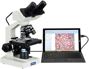 No. 1 in Top 8 USB Microscope 2016 OMAX 40X-2000X Digital Lab LED Binocular Compound Microscope with Built-in 1.3MP Camera and Double Layer Mechanical Stage Best for Student and Homeschool