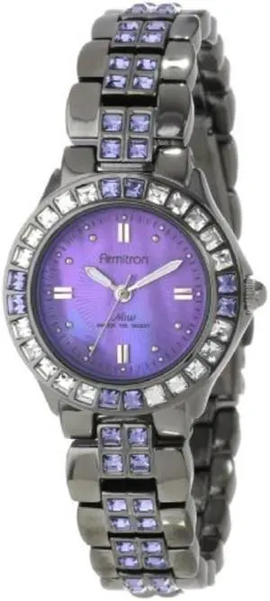 armitron women's 75/3689vmdg purple swarovski crystal accented gunmetal bracelet watch