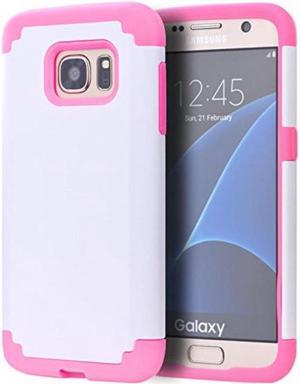 slectionaccess hybrid dual layer silcone skin case for samsung galaxy s7 edge retail packaging pinkwhite