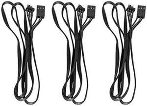 phobya extension cable, 3pin, 80cm, black, 3pack