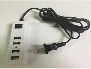 4port usb portable multipurpose charger with 5ft. power cord for mobile phones, tablets, etc.