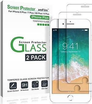 iPhone 8 Plus, 7 Plus, 6S Plus, 6 Plus Screen Protector, amFilm Tempered Glass Screen Protector for Apple iPhone 8 Plus, 7 Plus, iPhone 6S Plus, 6 Plus [5.5"inch] 2017, 2016, 2015 (2-Pack)