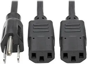 Tripp Lite Standard Power Cord Y Splitter Cable (NEMA 5-15P to 2x IEC-320-C13) 6-ft.(P006-006-2)