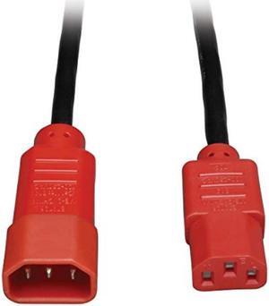 Tripp Lite Standard Computer Power Extension Cord 10A, 18AWG (IEC-320-C14 to IEC-320-C13 with Red Plugs) 4-ft.(P004-004-RD)