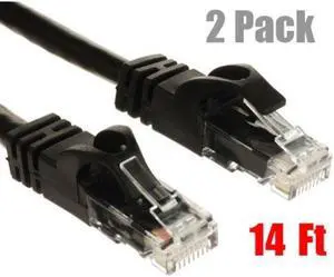imbaprice 2 pack 14 ft cat6 ethernet network patch cable rj45 black