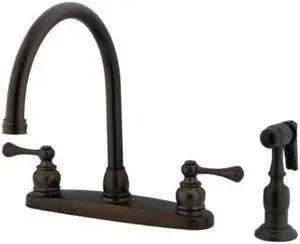kingston brass kb725blbs vintage gooseneck kitchen faucet with brass sprayer, oil rubbed bronze