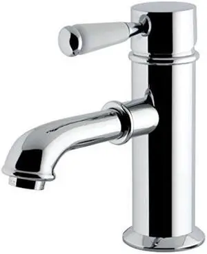 kingston brass ks7411dpl single porcelain lever handle lavatory faucet with brass popup with 5" spout reach, polished chrome