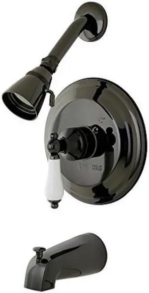 Kingston Brass NB3630PL Water Onyx Pressure Balanced Tub & Shower Faucet with Porcelain Lever Handle