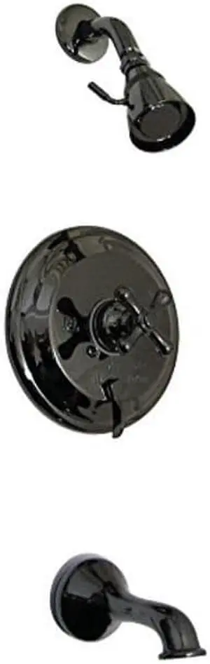 Kingston Brass NB36300AX Water Onyx Pressure Balanced Tub & Shower faucet with Metal Cross Handle and Vintage Spout
