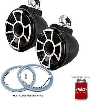 wet sounds rev 10 swivel clamp tower speakers with ledkitrev10rgb rgb led speaker rings  black
