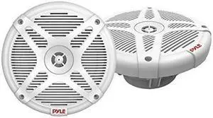 6.5 inch bluetooth marine speakers  2way ipx4 waterproof and weather resistant outdoor audio dual stereo sound system with 600 watt power and low profile design  1 pair  pyle plmr652w white