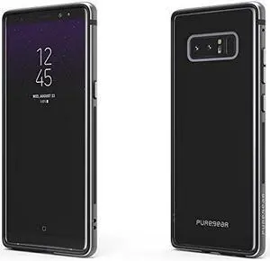 PureGear Black GlassBak 360 Case Aluminum Bumper Cover for Samsung Galaxy Note 8