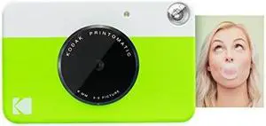 kodak printomatic digital instant print camera neon green, full color prints on zink 2x3 stickybacked photo paper  print memories instantly