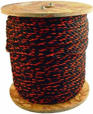 bon 84266 600feet 1/2inch diameter polypropylene truck rope, black/orange