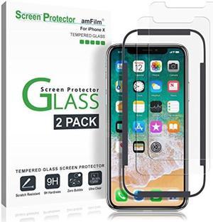 iphone x screen protector glass 2pack amfilm iphone x tempered glass screen protector with easy installation tray for apple iphone x 2017 2pack