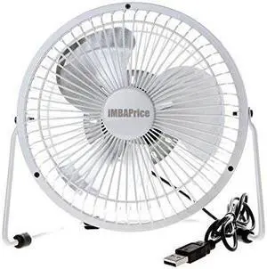 imbaprice classic hi speed 4" usb mini desktop metal fan with on/off switch for pc / laptop  white