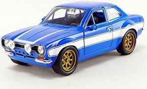 1970 brian's ford escort blue with white stripes fast & furious movie 1/24 diecast model car by jada 99572