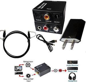 easyday digital optical optic to analog rca l/r stereo audio converter adapter  changes digital coaxial or optical spdif into stereo 3.5mm jack l/r rca audio outputs includes ac power cable