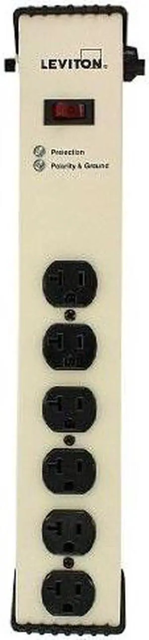 leviton 5100is2 120 volt, 20 amp, surge protected, 6outlet strip with switch, heavy duty, 6ft,beige