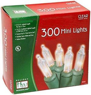 noma/inliten 4815088 holiday wonderland clear green wire christmas mini light set, 300 count