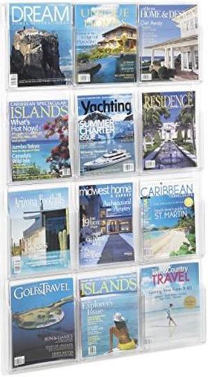 safco products reveal 12 magazine display, 5602cl, wall mountable, thermoformed plastic resin construction, no sharp edges or corners